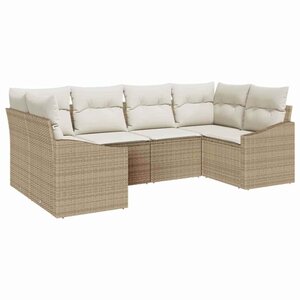 vidaXL Ensemble de canapé de jardin 6 Pièces Beige et crème polyrotin