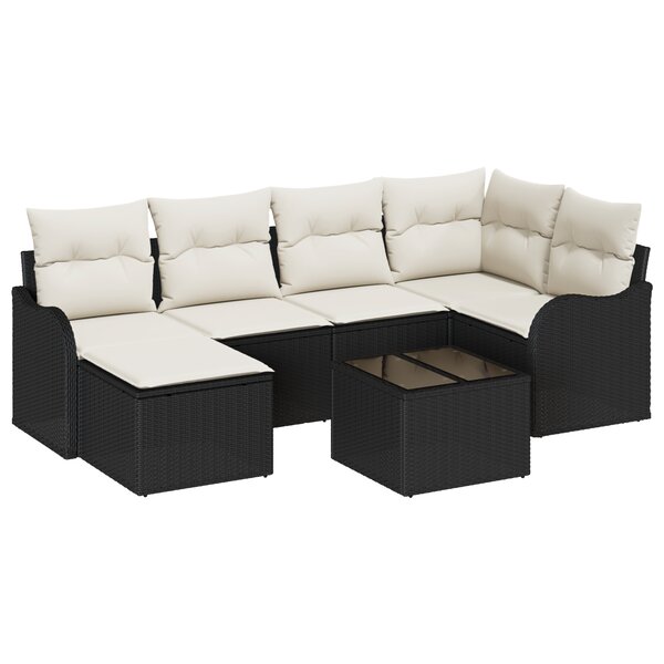 vidaXL Ensemble de canapé de jardin 6 pièces avec coussins brun poly rattan