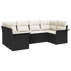 vidaXL Ensemble de canapé de jardin 6 Pièces Noir Poly rotin