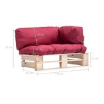 vidaXL Canapé de jardin palette avec coussins rouge Pinède