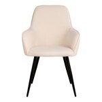 2 chaises de salle à manger en polyester bouclé blanc avec pieds noirs