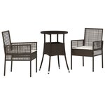 vidaXL Ensemble de Salle à Manger de Jardin 3 Pièces Marron Poly Rattan