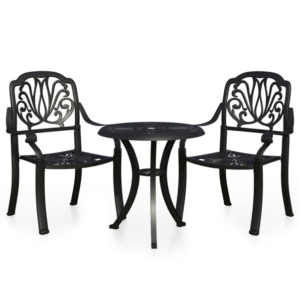 vidaXL Ensemble de bistro 3 Pièces Aluminium coulé Noir