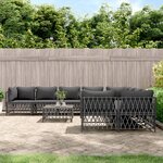 vidaXL Salon de jardin avec coussins 9 Pièces anthracite acier