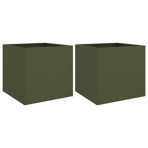 vidaXL Jardinières 2 Pièces vert olive 49x47x46 cm acier