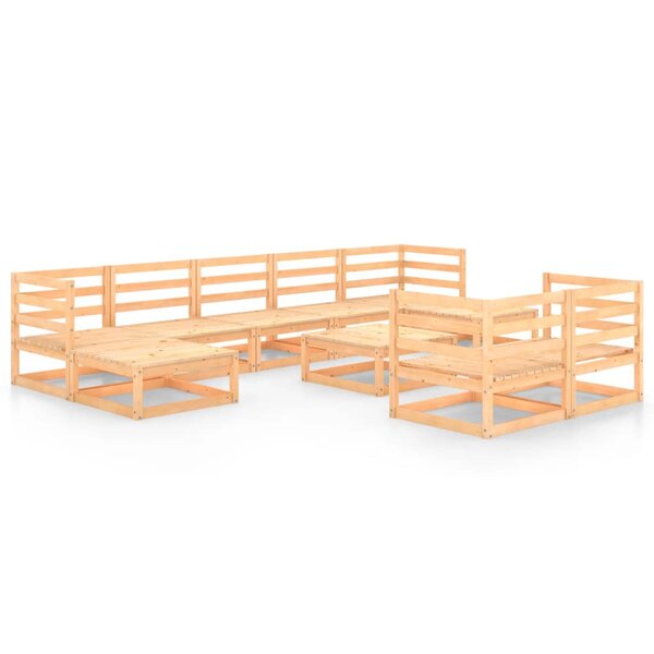 vidaXL Salon de jardin 10 Pièces Bois de pin massif