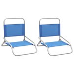 vidaXL Chaises de plage pliables 2 Pièces Bleu Tissu