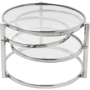 Table basse plateaux pivotants en verre 4 plateaux
