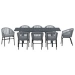 Ensemble de salle à manger de jardin de 10 pièces avec coussins Gris Poly Rattan