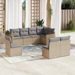 vidaXL Salon de jardin avec coussins 8 Pièces beige résine tressée