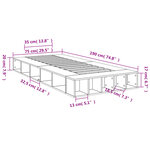 vidaXL Cadre de lit sans matelas sonoma gris 75x190 cm