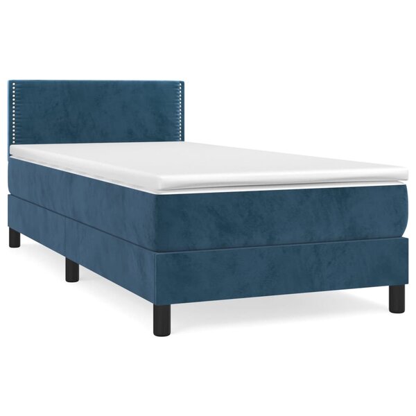 vidaXL Sommier à lattes de lit avec matelas Bleu foncé 100x200 cm