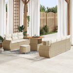 Élégant ensemble de canapé de jardin 10 pièces avec coussins beige