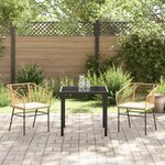 vidaXL Ensemble de salle à manger de jardin 3 pièces avec coussins marron en rattan synthétique