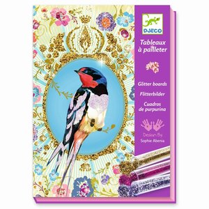 Djeco DJ09501 - Tableaux à Pailleter - Oiseaux à Paillettes