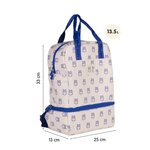 Sac à dos enfant Milan Collection 460 avec compartiment isotherme - Grand compartiment intérieur - 2 poches latérales - Capacité totale 9 5 L - Beige/Bleu