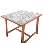 Vidaxl table à dîner de jardin 88x88x75 cm bois d'acacia et carreaux