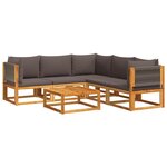 vidaXL Salon de jardin avec coussins 6 Pièces bois d'acacia solide
