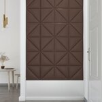 vidaXL Panneaux muraux 12 Pièces Marron 30x30 cm Similicuir 0 54 m²