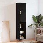 vidaXL Buffet haut Noir 34 5x34x180 cm Bois d'ingénierie