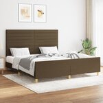 vidaXL Cadre de lit avec tête de lit Marron foncé 160x200 cm Tissu
