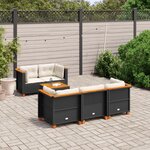 vidaXL Salon de jardin 6 Pièces avec coussins noir résine tressée