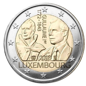 Monnaie 2 euros commémorative luxembourg 2018 - grand-duc guillaume ier