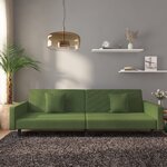 vidaXL Canapé-lit à 2 places avec deux oreillers Vert foncé Velours
