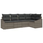 vidaXL Ensemble de Salle à Manger de Jardin 5 Pièces avec Coussins Gris Poly Rattan
