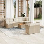 vidaXL Salon de jardin avec coussins 10 Pièces beige résine tressée