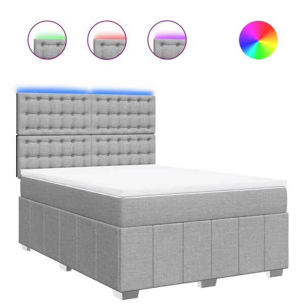 vidaXL Sommier à lattes de lit avec matelas Gris clair 160x200cm Tissu