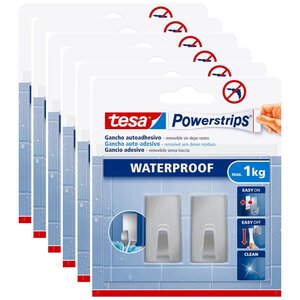 Set de 2 Crochets Powerstrips Auto-Adhésifs Waterproof Carré Small x 6 TESA