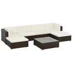 Salon de jardin meuble d'extérieur ensemble de mobilier 7 pièces avec coussins résine tressée marron 02_0017301