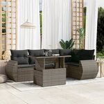 vidaXL Salon de jardin 6 Pièces avec coussins gris résine tressée