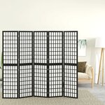 vidaXL Cloison de séparation pliable 5 panneaux 200x170 cm Noir