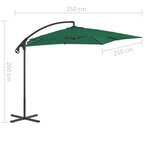 vidaXL Parasol en porte-à-feux avec mât en acier 250 x 250 cm Vert