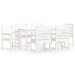 vidaXL Ensemble à dîner de jardin 7 Pièces blanc bois massif de pin