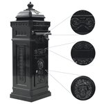 Boîte aux lettres à pilier aluminium vintage antirouille noir 02_0041554