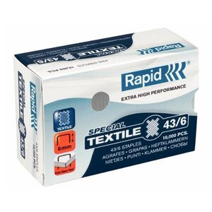 Boite de 10000 agrafes Super Strong Spéciale textile 43/6 RAPID