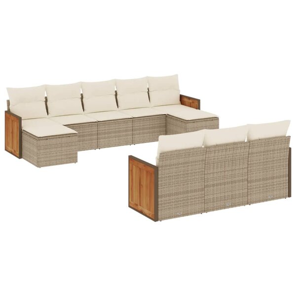 vidaXL Salon de jardin avec coussins 10 Pièces beige résine tressée