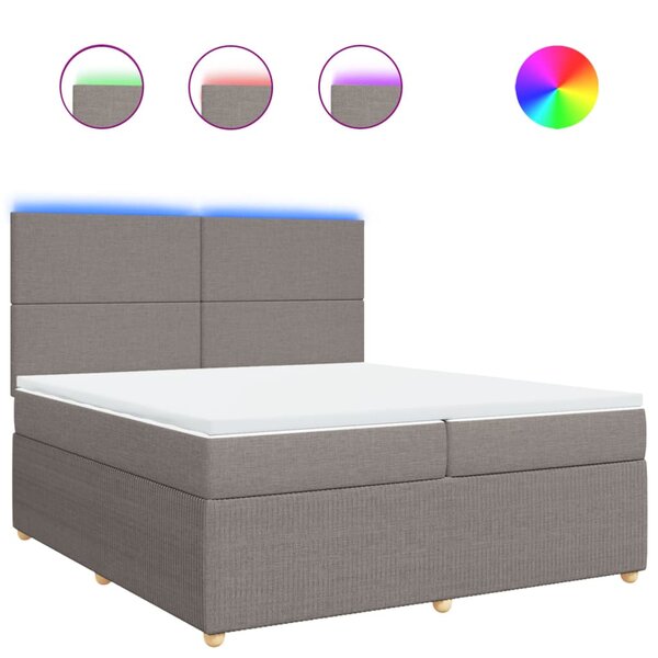 vidaXL Sommier à lattes de lit avec matelas Taupe 200x200 cm Tissu