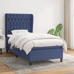 vidaXL Sommier à lattes de lit avec matelas Bleu 100x200 cm Tissu