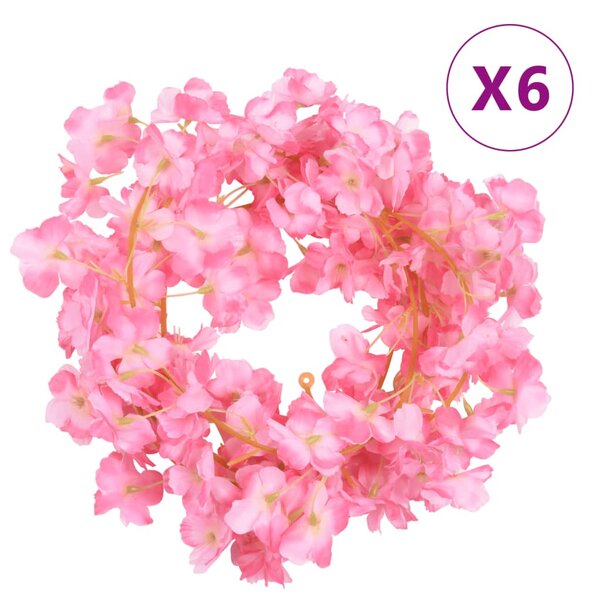 vidaXL Guirlandes de fleurs de Noël 6 Pièces rose foncé 180 cm