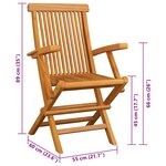 vidaXL Chaises de jardin avec coussins crème lot de 3 Bois teck massif