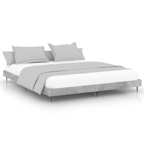 vidaXL Cadre de lit gris béton 200x200 cm bois d'ingénierie