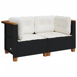 vidaXL Canapés d'angle de jardin et coussins 2 Pièces noir résine tressée