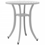 vidaXL Table de jardin blanc Ø48x53 cm aluminium coulé