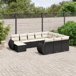 vidaXL Salon de jardin 11 Pièces avec coussins noir résine tressée