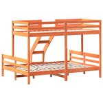vidaXL Lit superposé 80x200/140x200 cm cire marron bois de pin massif