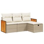 vidaXL Salon de jardin avec coussins 4 Pièces beige résine tressée